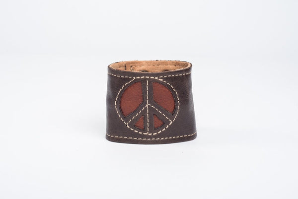 Stealth Stash Leather Cuff Bracelet - Peace