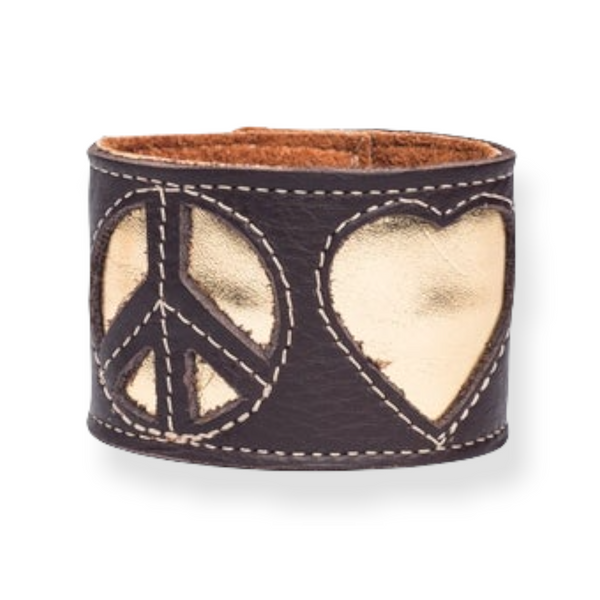 Stealth Stash Leather Cuff Bracelet - Peace & Love