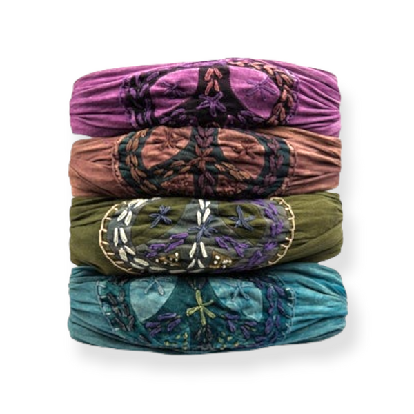 Peace Sign Embroidered Headband