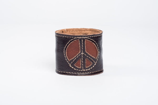 Stealth Stash Leather Cuff Bracelet - Peace