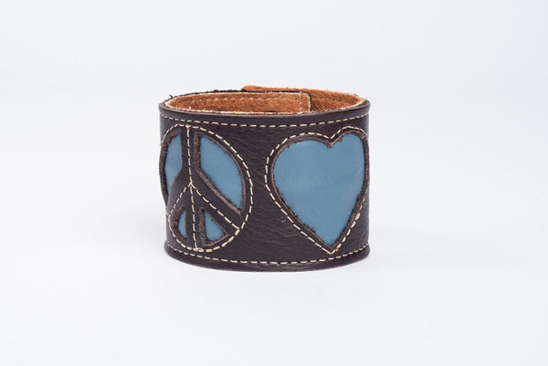 Stealth Stash Leather Cuff Bracelet - Peace & Love